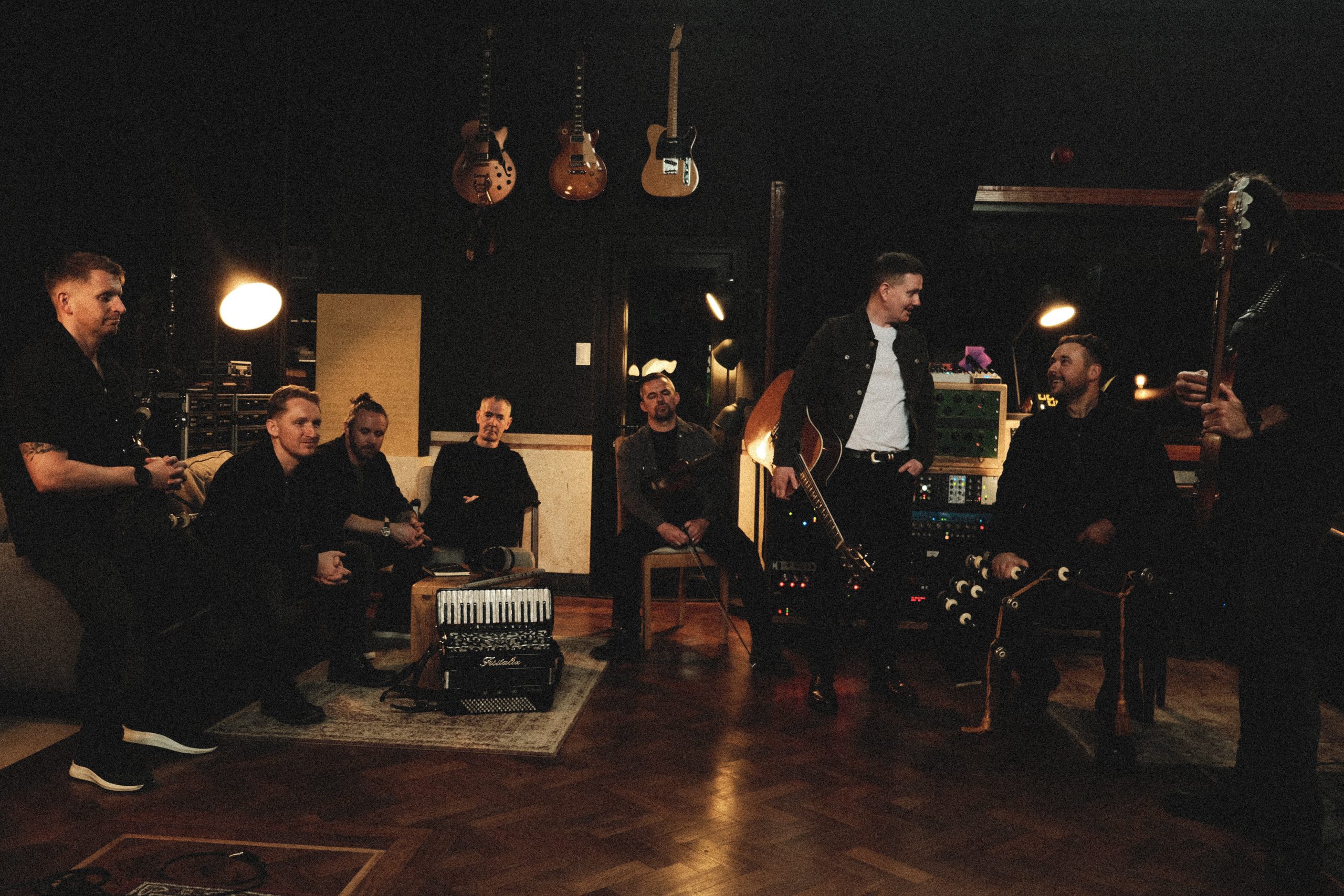Skerryvore in the studio recording Beautiful Mistakes - downtime